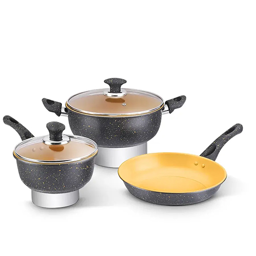 Carbon Steel Ceramica 5 Pcs Cookware Set 1.00 MM, Induction Friendly, Soft Touch Handle (Prestige)