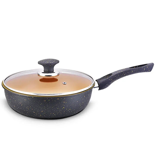 Carbon Steel Ceramica Fry Pan With Glass Lid 1.00 MM, Induction Friendly, Soft Touch Handle (Prestige)