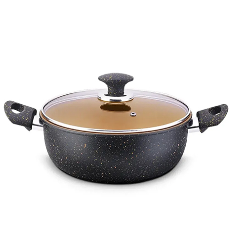Carbon Steel Ceramica Casserole With Glass Lid 1.00 MM, Induction Friendly, Soft Touch Handle (Prestige)