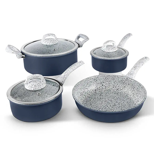 Aluminum Granito Beaded Forged 7 Pcs Cookware Set 2.00 MM, Induction Bottom, Soft Touch Handle (Alpha)