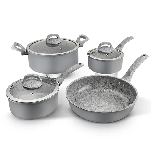 Aluminum Ceramic Beaded Forged 7 Pcs Cookware Set 2.60 MM, Induction Bottom, Soft Touch Handle (Alpha)