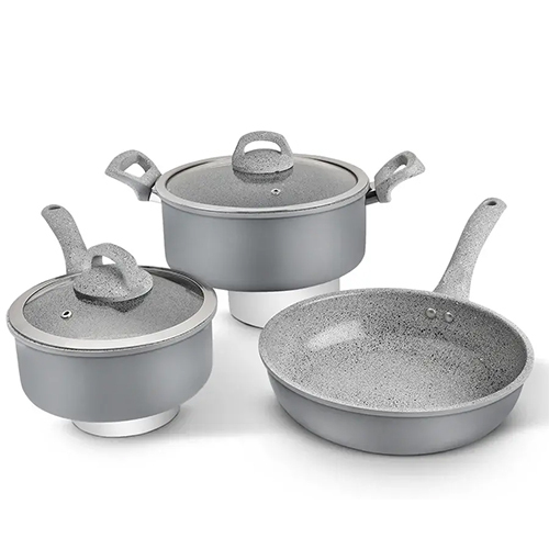Aluminum Ceramic Beaded Forged 5 Pcs Cookware Set 2.60 MM, Induction Bottom, Soft Touch Handle (Alpha)