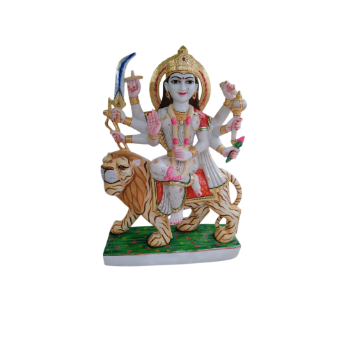 Marble Durga Idol - Height: Approx. 18 Inches (Custom Size Options Available)