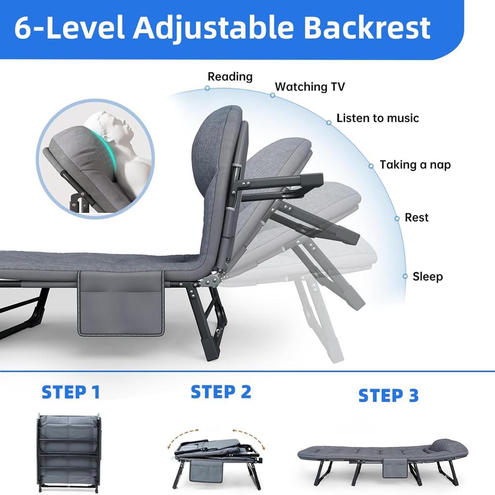 Portable Folding Bed For Sleeping With Soft Cushion
