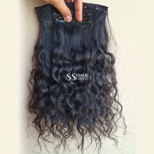Natural Curly Clip In Hair Extensions Indian Human Hair 4 Piece Set Wholesale Supplier