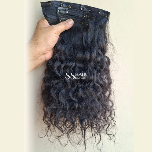 Natural Curly Clip In Hair Extensions Indian Human Hair 4 Piece Set Wholesale Supplier