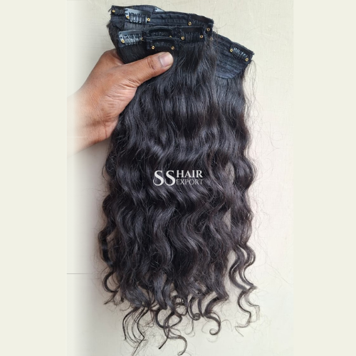 Natural Curly Clip In Hair Extensions Indian Human Hair 4 Piece Set Wholesale Supplier