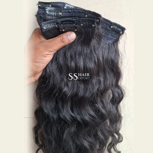 Natural Curly Clip In Hair Extensions Indian Human Hair 4 Piece Set Wholesale Supplier
