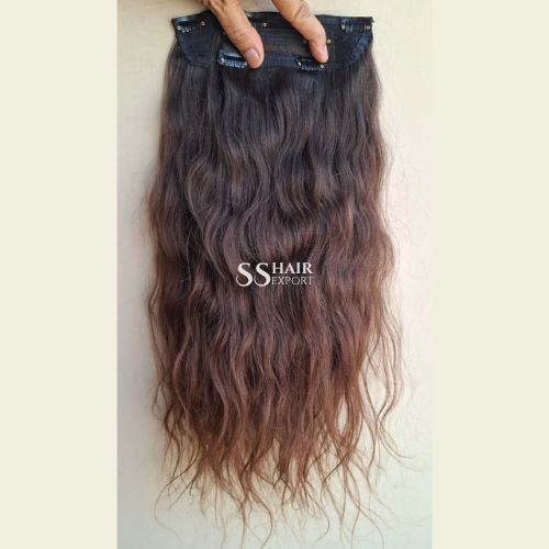 Brown Clip In Hair Extensions Indian Remy Virgin Human Hair Vendor 3 Piece Set pack, 26inch