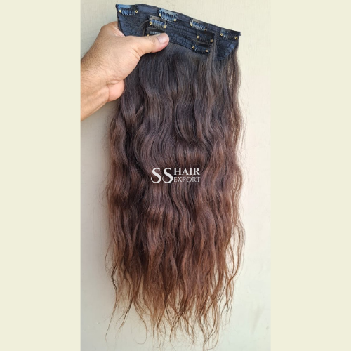 Brown Clip In Hair Extensions Indian Remy Virgin Human Hair Vendor 3 Piece Set pack, 26inch