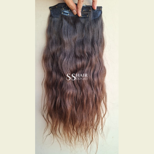 Brown Clip In Hair Extensions Indian Remy Virgin Human Hair Vendor 3 Piece Set pack, 26inch
