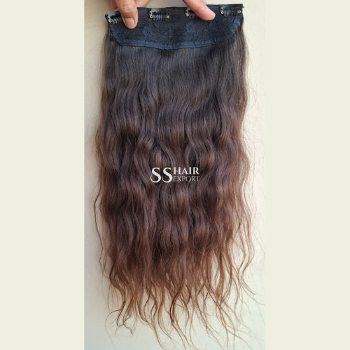 Brown Clip In Hair Extensions Indian Remy Virgin Human Hair Vendor 3 Piece Set pack, 26inch
