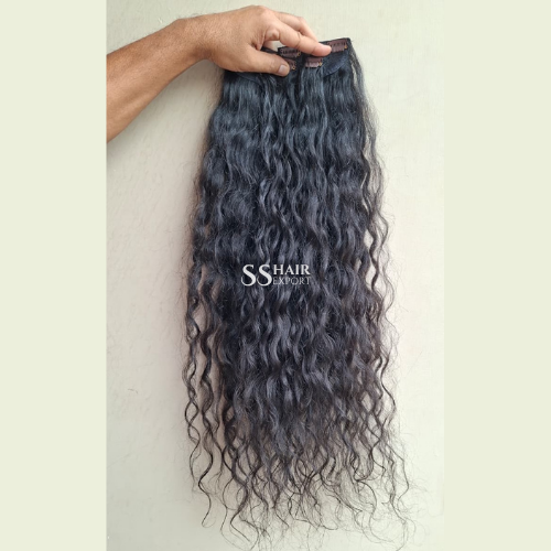 Natural Curly Hair Clip In Hair Extensions Indian Real Human Hair Wholesale Supplier