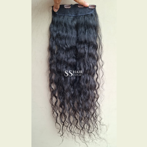 Natural Curly Hair Clip In Hair Extensions Indian Real Human Hair Wholesale Supplier