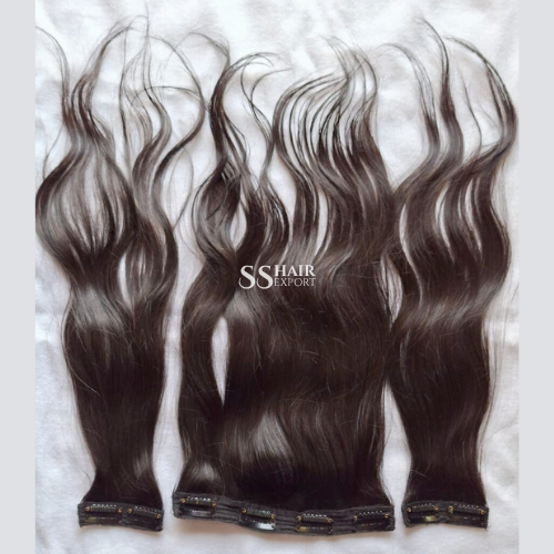 Clip In Hair Extensions Long Real Human Hair 3PCS Natural Indian Dark Brown Wholesale Supplier