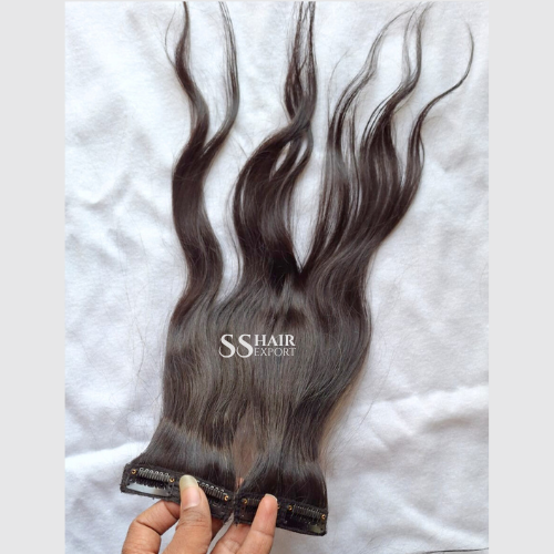 Clip In Hair Extensions Long Real Human Hair 3PCS Natural Indian Dark Brown Wholesale Supplier