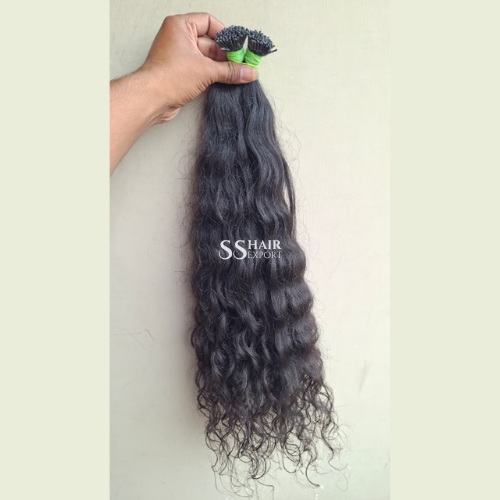 Curly Hair I-Tip Hair Extensions 18in | 100 strands Hot Fusion Remy Indian Human Hair