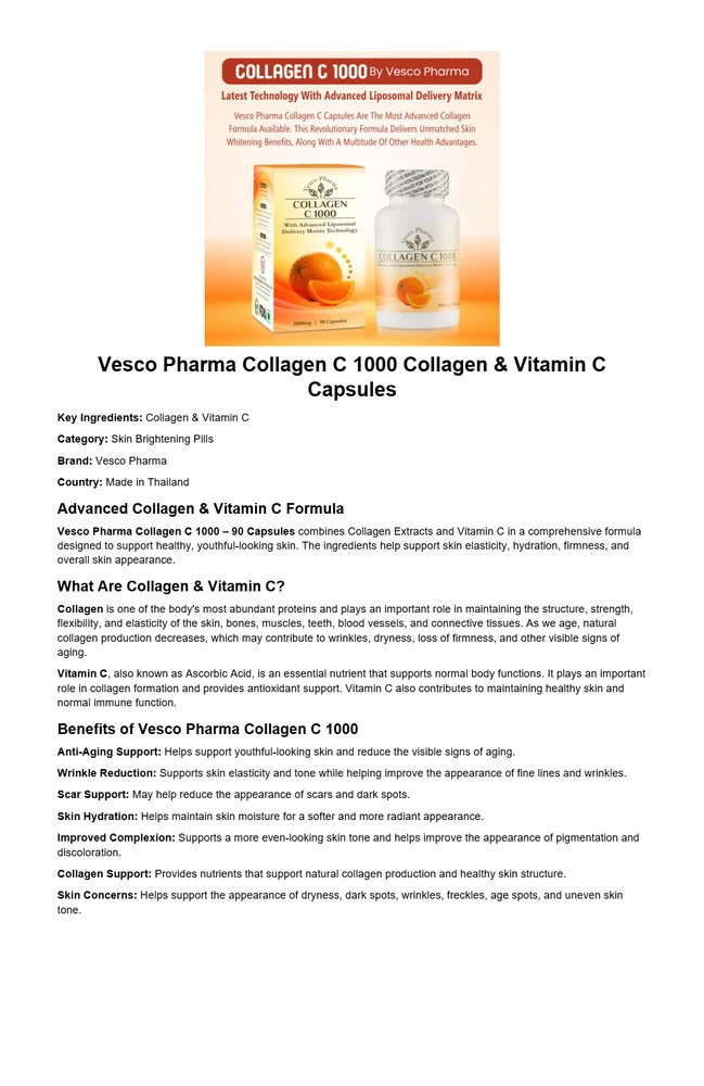 Vesco Pharma Collagen C 1000 Collagen and Vitamin C Capsules