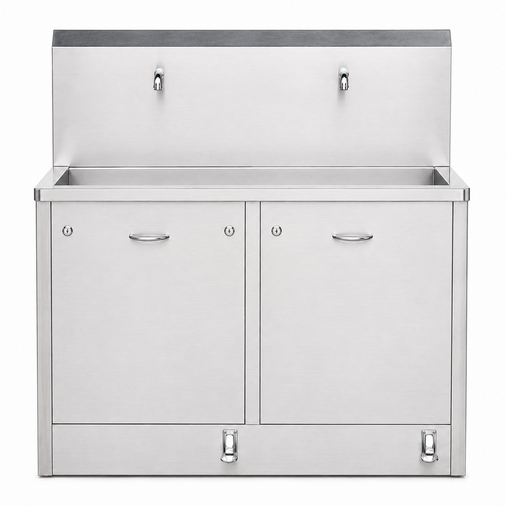 Two-bay Surgical Scrub Station with Paddler