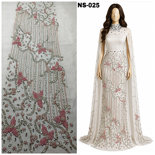 Special design handwork zari and stone embroidery fabric