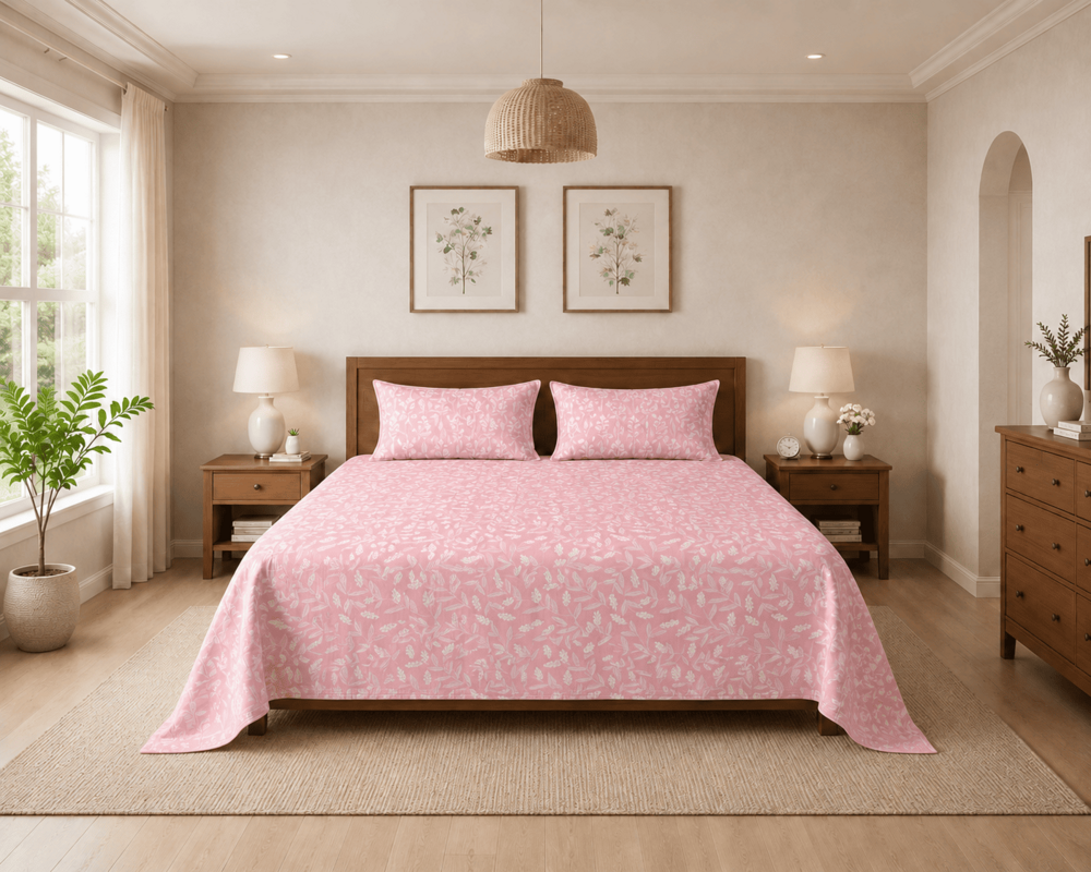 Elegant  Double Bedsheet with 2 Pillow Covers  90INCH X 100 INCH