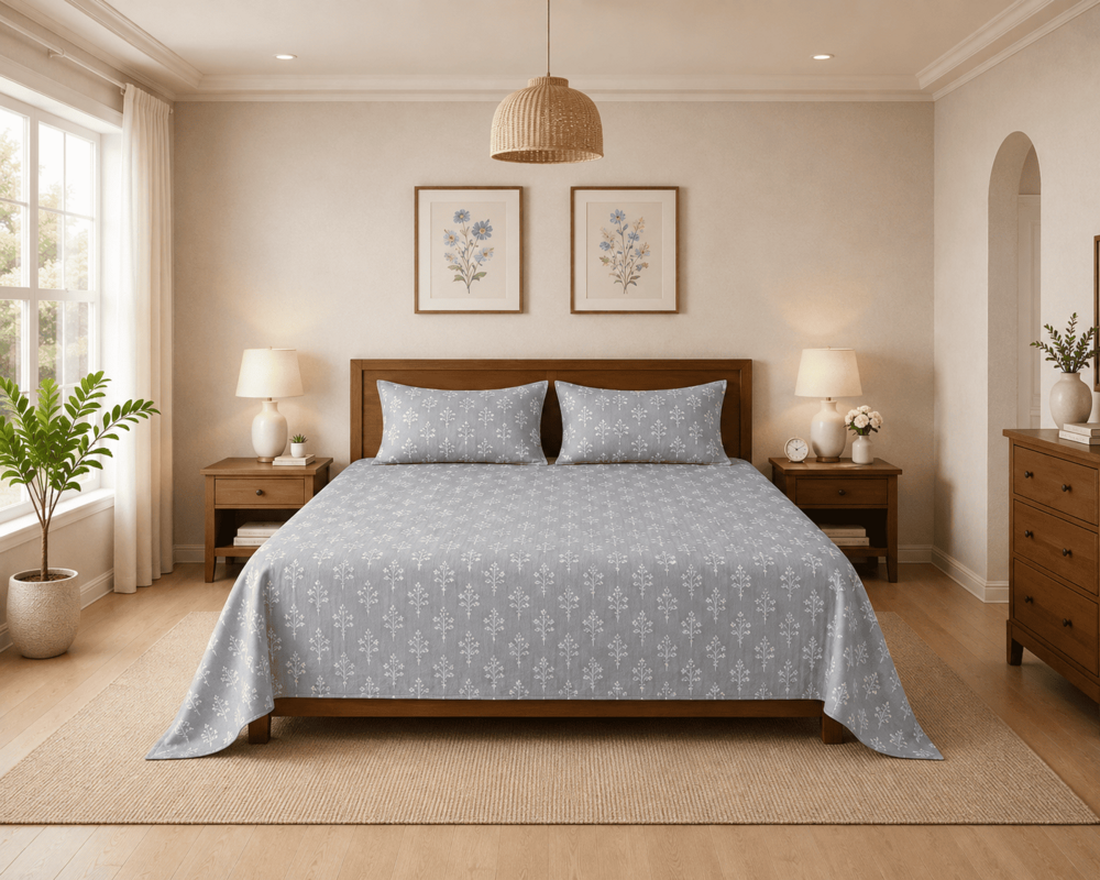 Elegant  Double Bedsheet with 2 Pillow Covers  90INCH X 100 INCH