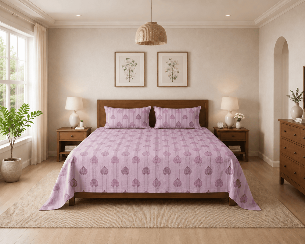 Elegant  Double Bedsheet with 2 Pillow Covers  90INCH X 100 INCH