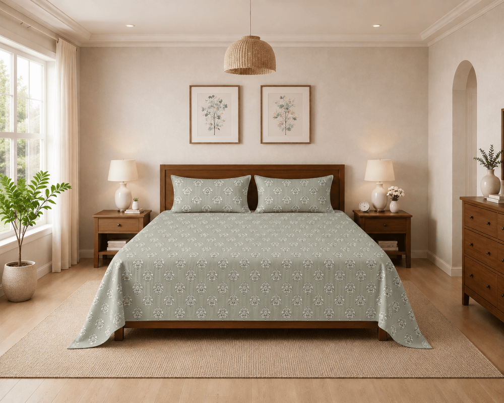 Elegant  Double Bedsheet with 2 Pillow Covers  90INCH X 100 INCH