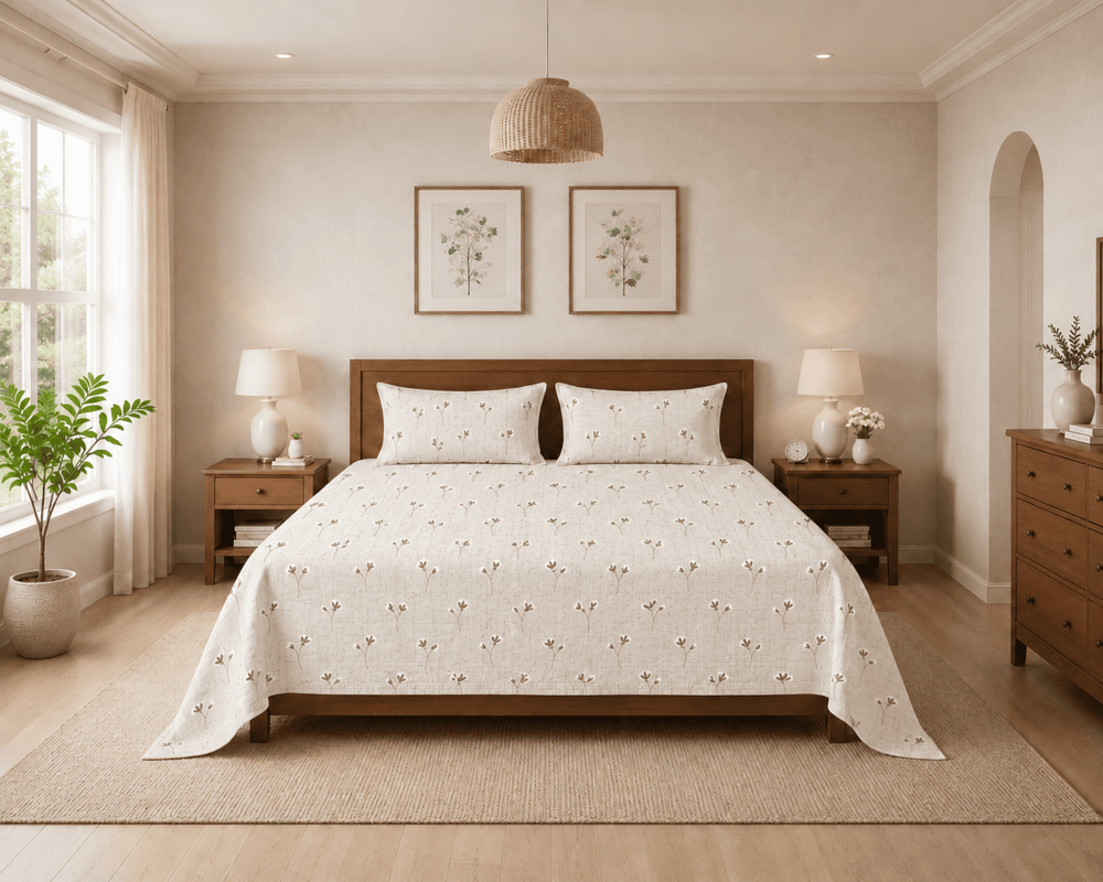 Floral | Double Bedsheet with 2 Pillow Covers | 90INCH X 100 INCH