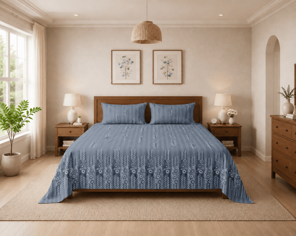 Printed Double Bedsheet with 2 Pillow Covers 90INCH X 100 INCH