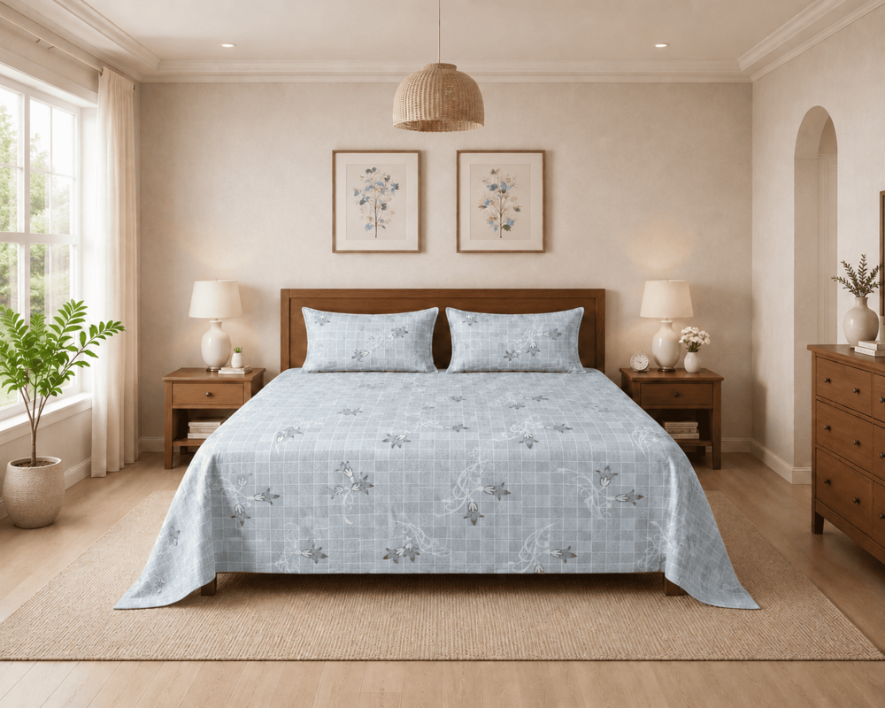 Printed Double Bedsheet with 2 Pillow Covers 90INCH X 100 INCH