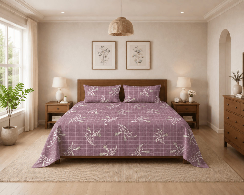 Printed Double Bedsheet with 2 Pillow Covers 90INCH X 100 INCH