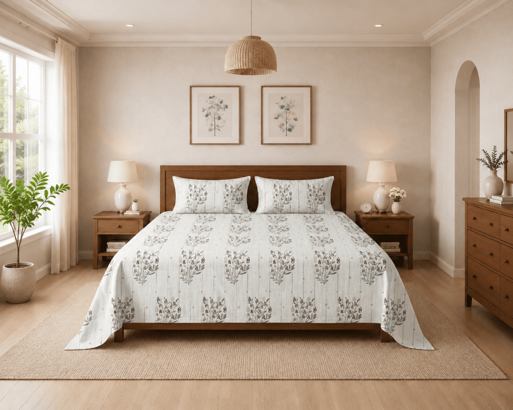 Printed Double Bedsheet with 2 Pillow Covers 90INCH X 100 INCH