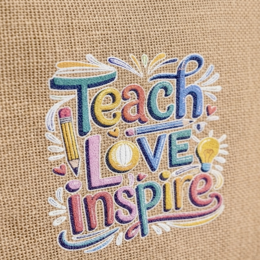 Eco-Friendly Printed Jute Tote Bag with Custom DTF Print