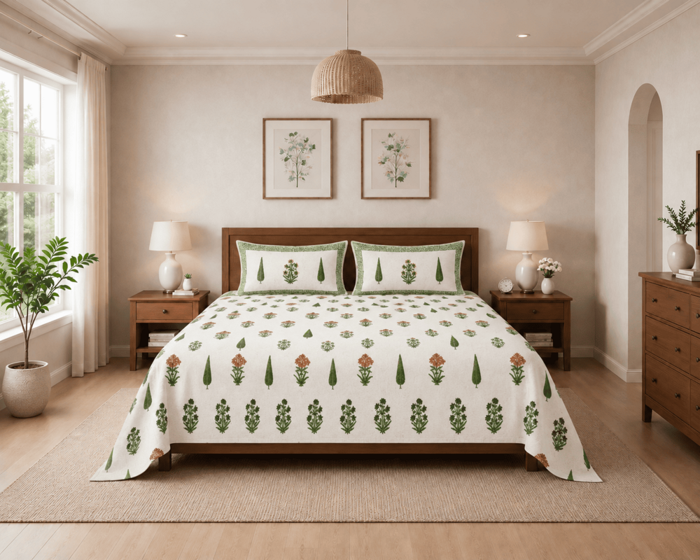 Floral Pure Cotton |King Size Bed Sheet Set