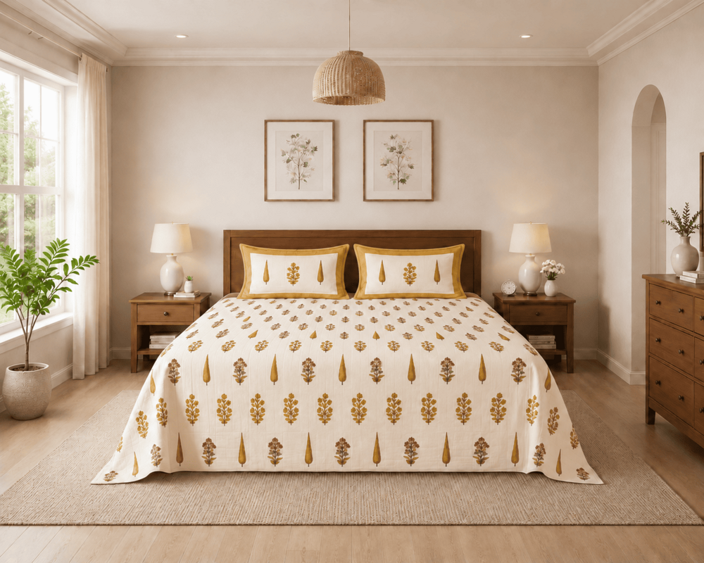 Floral Pure Cotton |King Size Bed Sheet Set