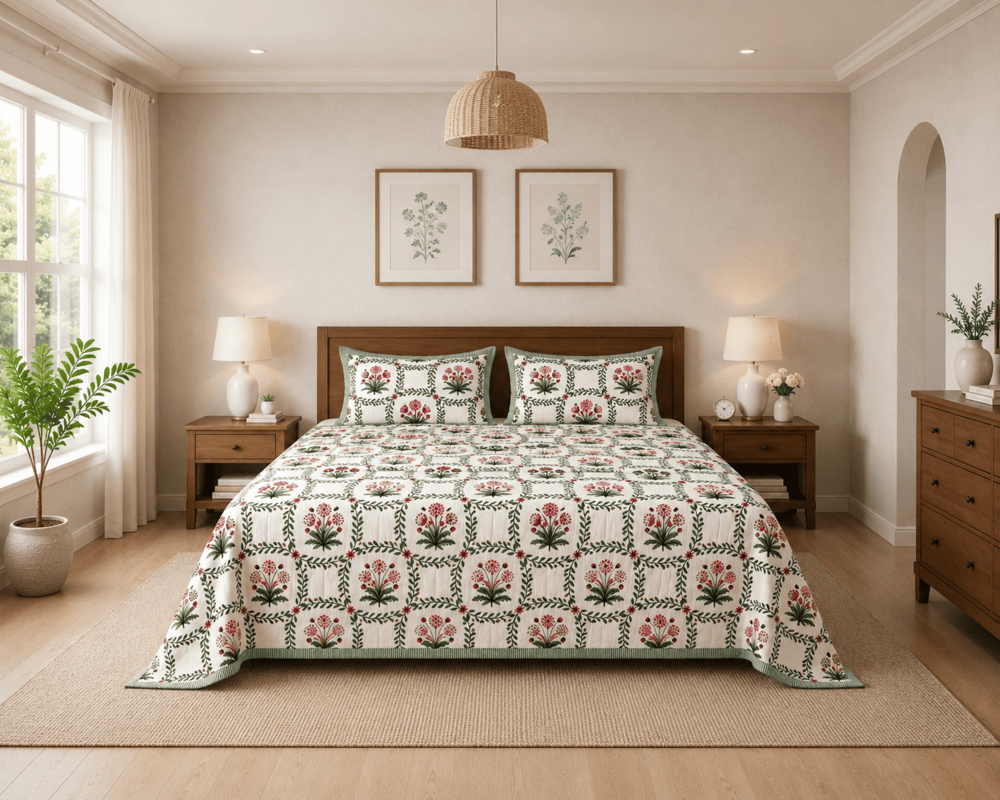 Floral Pure Cotton |King Size Bed Sheet Set