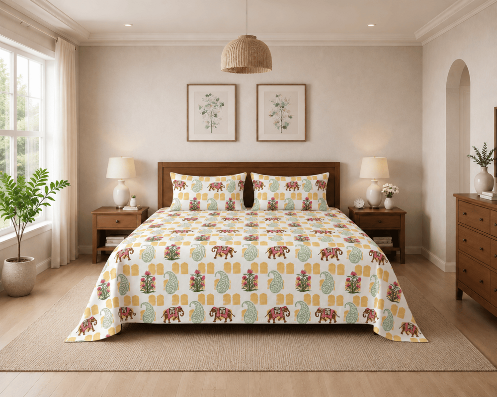 Floral Pure Cotton |King Size Bed Sheet Set