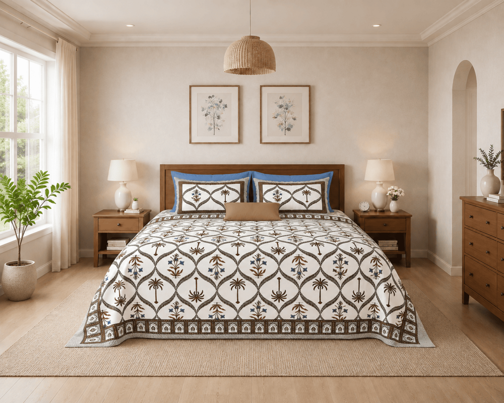 Reet  Pure Cotton  Queen Size Bedsheet with 2 Pillow Covers