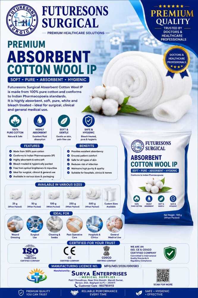 Absorbent Cotton Wool Ip - Color: White
