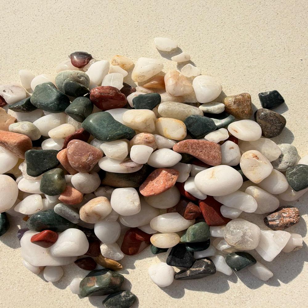 Polished Agate Pebbles in Multicolor Small Glossy Stones for Garden and Aquarium Landscaping