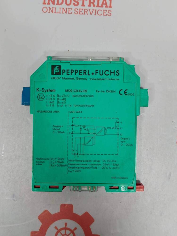 PEPPERL & FUCHS KFD2-CD-EX1.32 1-Channel Isolated Barrier (Galvanic Isolator) Designed For Intrinsic Safety Applications