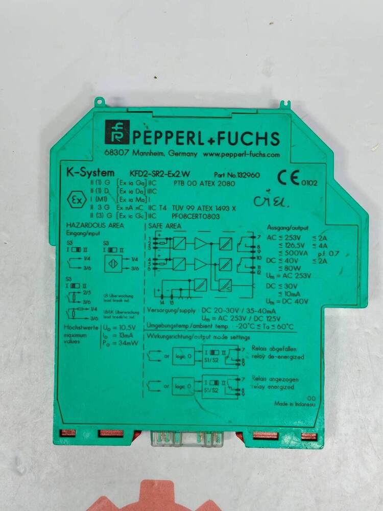 PEPPERL & FUCHS KFD2-SR2-EX2.W 2-Channel Switch Amplifier Designed As An Isolated Barrier For Intrinsically Safe Applications