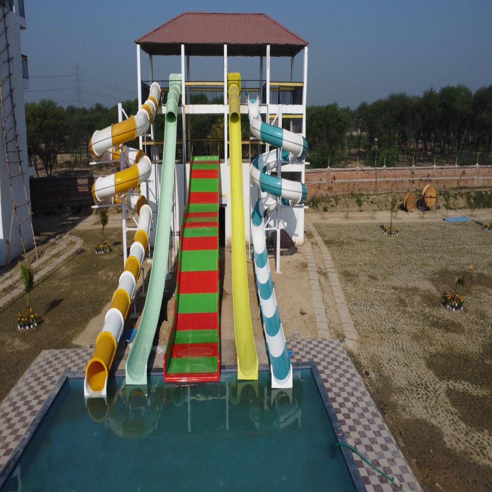 Combination Slide - Frp Material, 20 Ft Height, Multicolor, Powder Coated Steel Support, Weather Resistant Uv Coating, Integrated Handrails