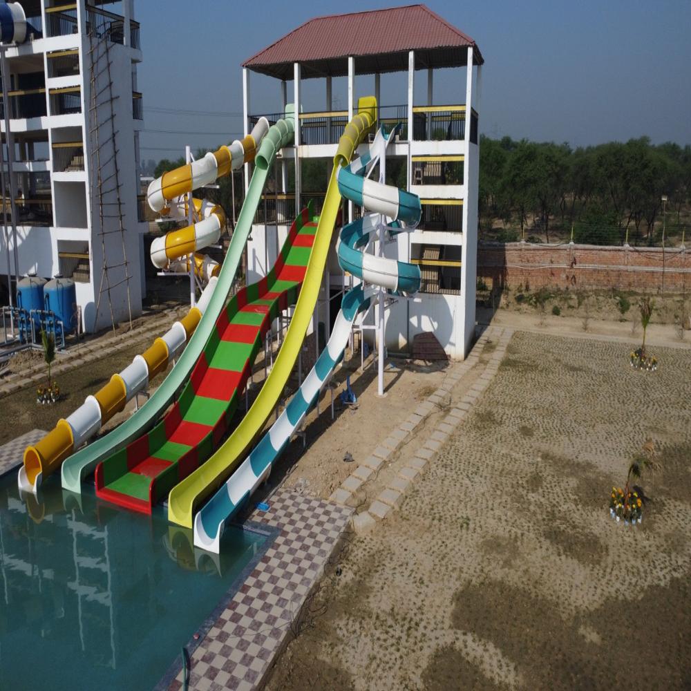 Combination Slide - Frp Material, 20 Ft Height, Multicolor, Powder Coated Steel Support, Weather Resistant Uv Coating, Integrated Handrails