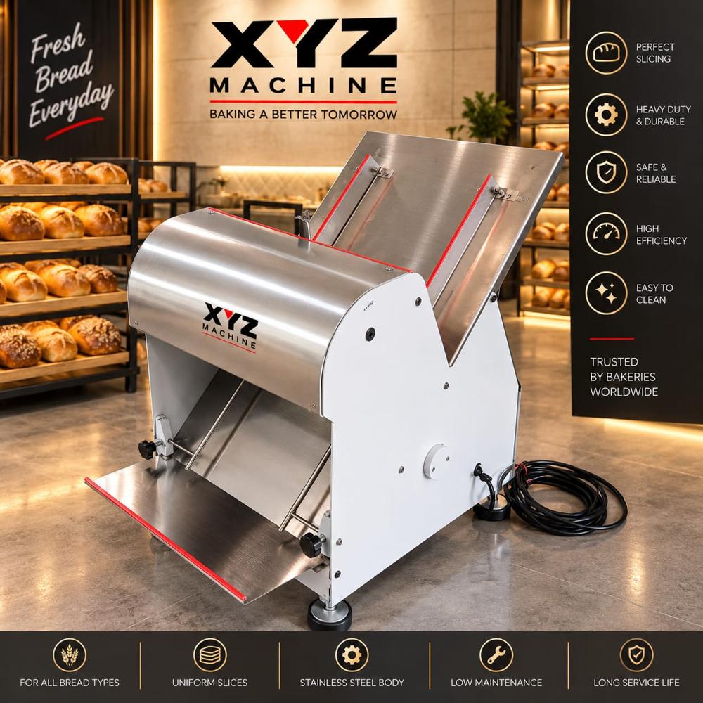 Table Top Bread Slicer Machine - Color: Silver