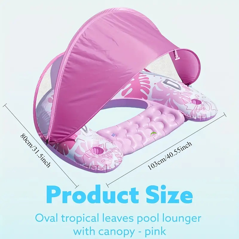 Inflatable Pool Floating Chair With Canopy & Holder For Adults
