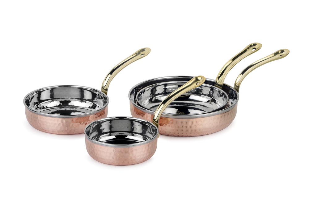Copper Fry Pan With Brass Handle