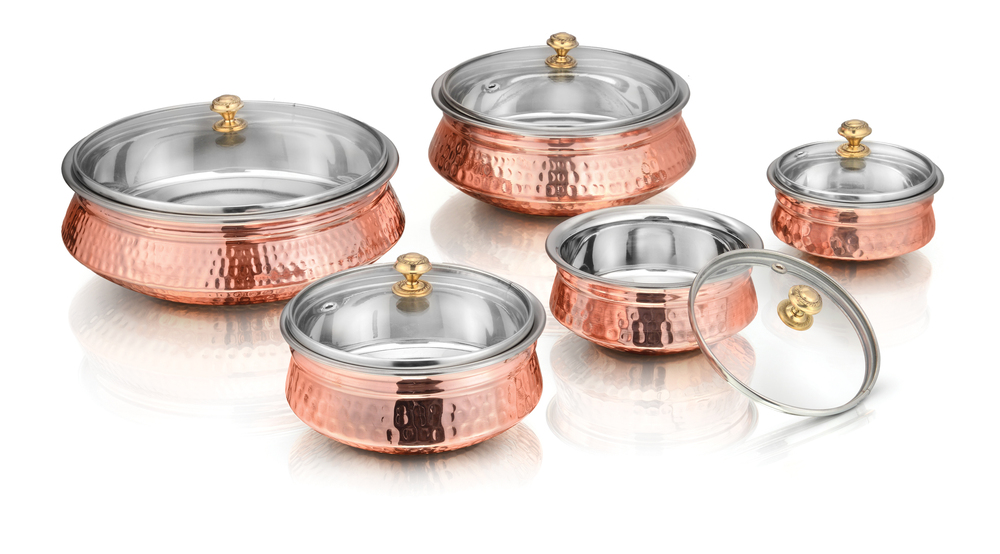 Copper Handi With Glass Lid