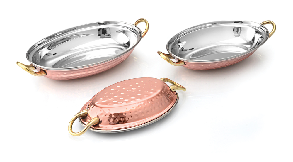 Copper Oval Dish With Handle